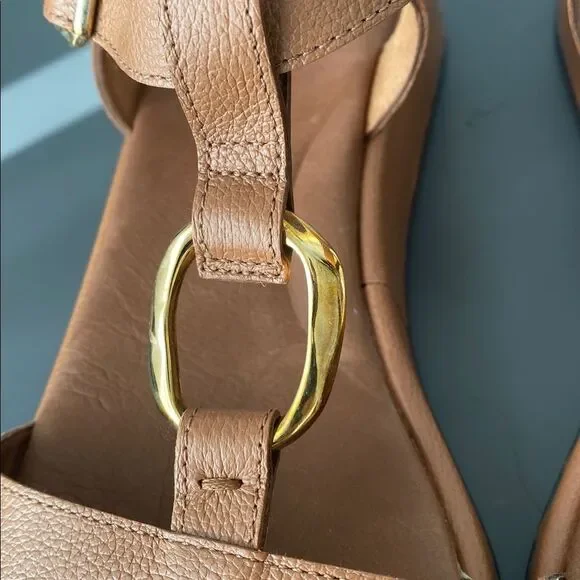 Paul Green Taos Platform Sandal Cognac Leather Gold Accents Sz 8 (US9) Vacation - Picture 5 of 14